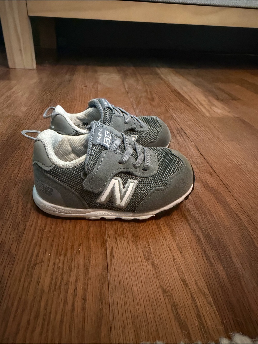 New Balance Kids Gray Mesh & Suede Sneakers